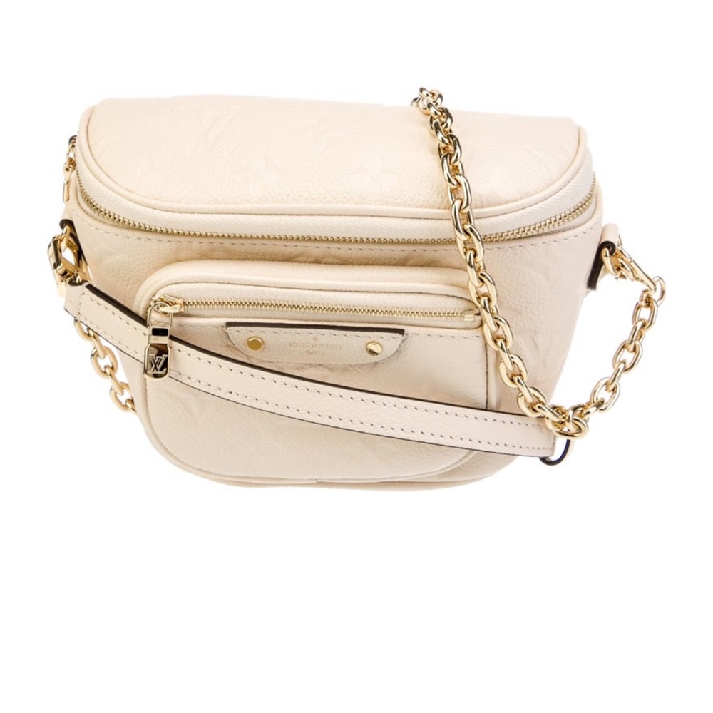 Louis Vuitton Cream mini bumBag with Gold Chain